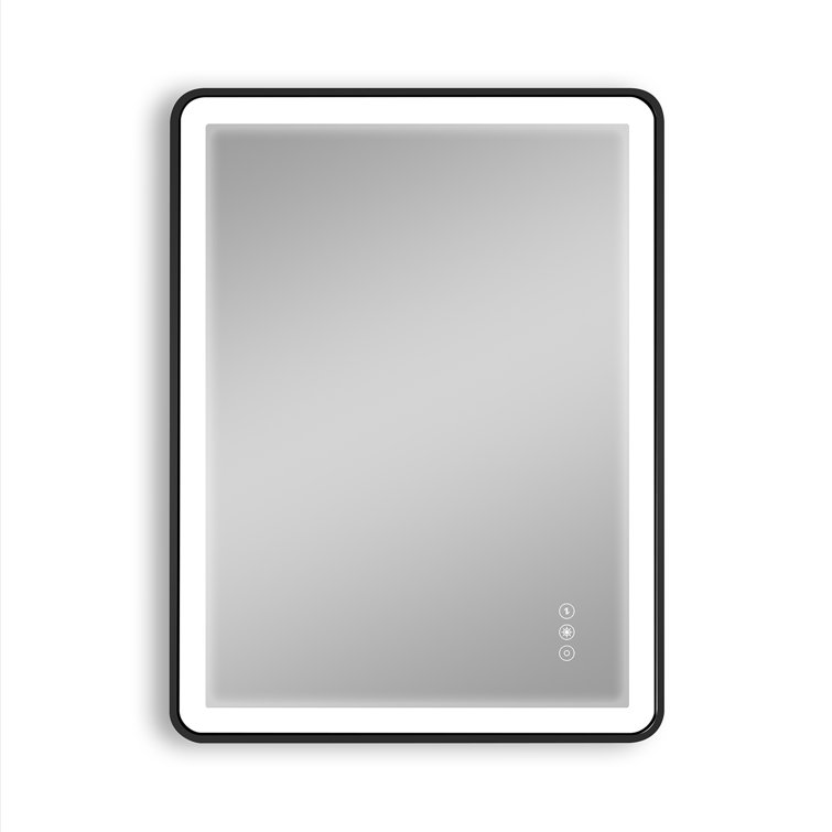 Orren Ellis 24"X 32" Black Metal Framed Lighted Bathroom / Vanity